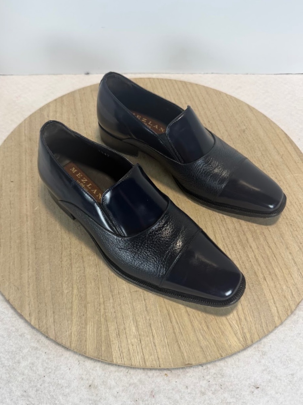 Mezlan 12807 Black Leather Slip On Loafers Dress Shoes Mens US 7 M